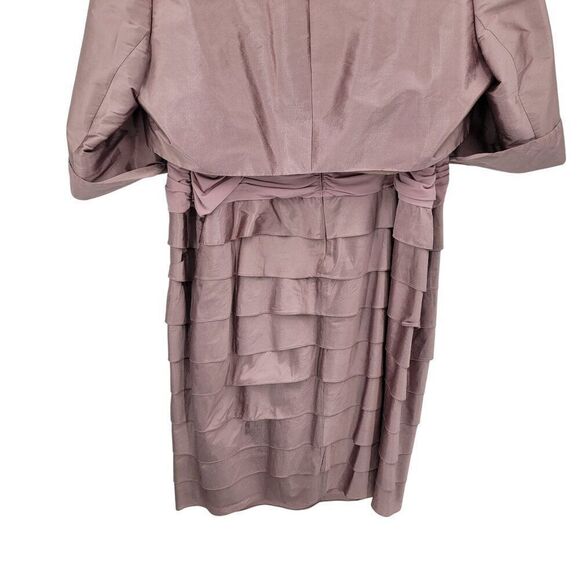 Adrianna Papell Plus Sz 22W Mauve Pink Tiered Ruffle Layered Cocktail Dress 2pc - Picture 12 of 13